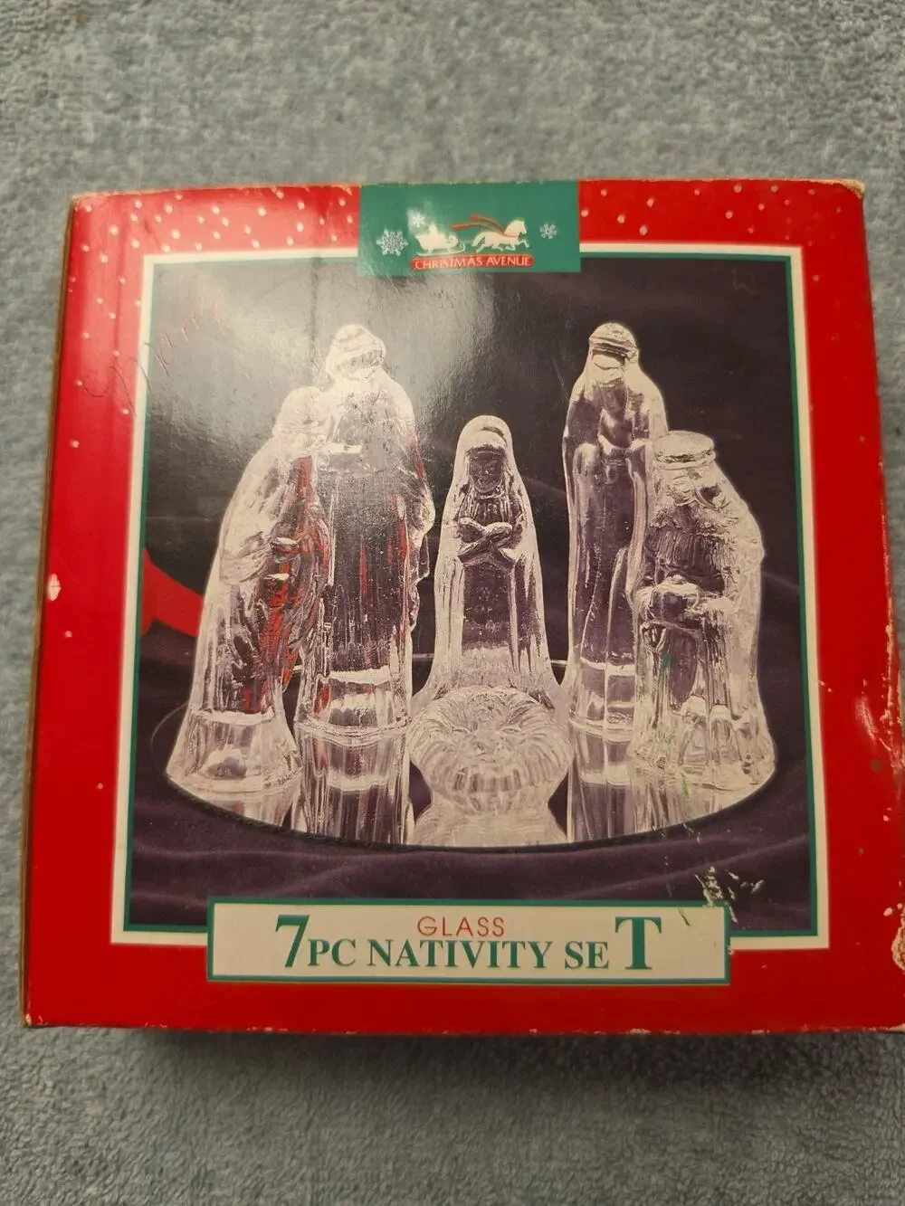 Vintage Clorwood Distributors Glass Christmas Nativity Set 7 Pc Clearwater FL